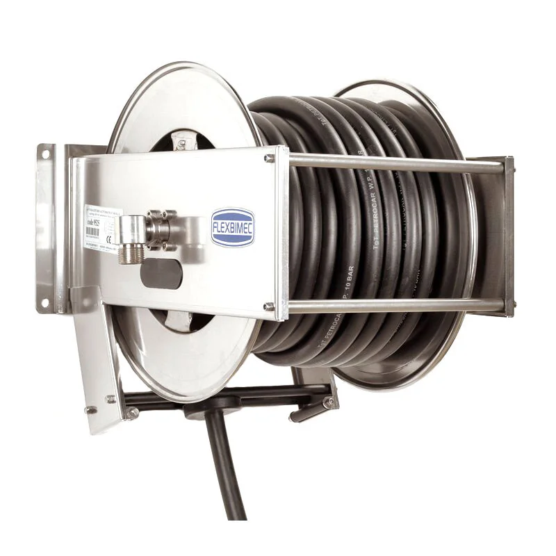 Avvolgitubo - Automatico - Aperto - 1" AG / 1" IG - Acciaio inox - Supporto a parete orientabile